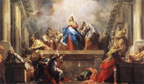 Venida del Espíritu Santo sobre María y Loas Apóstoles